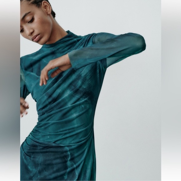 ZARA PRINT DRESS WITH TULLE - Picture 6 of 14